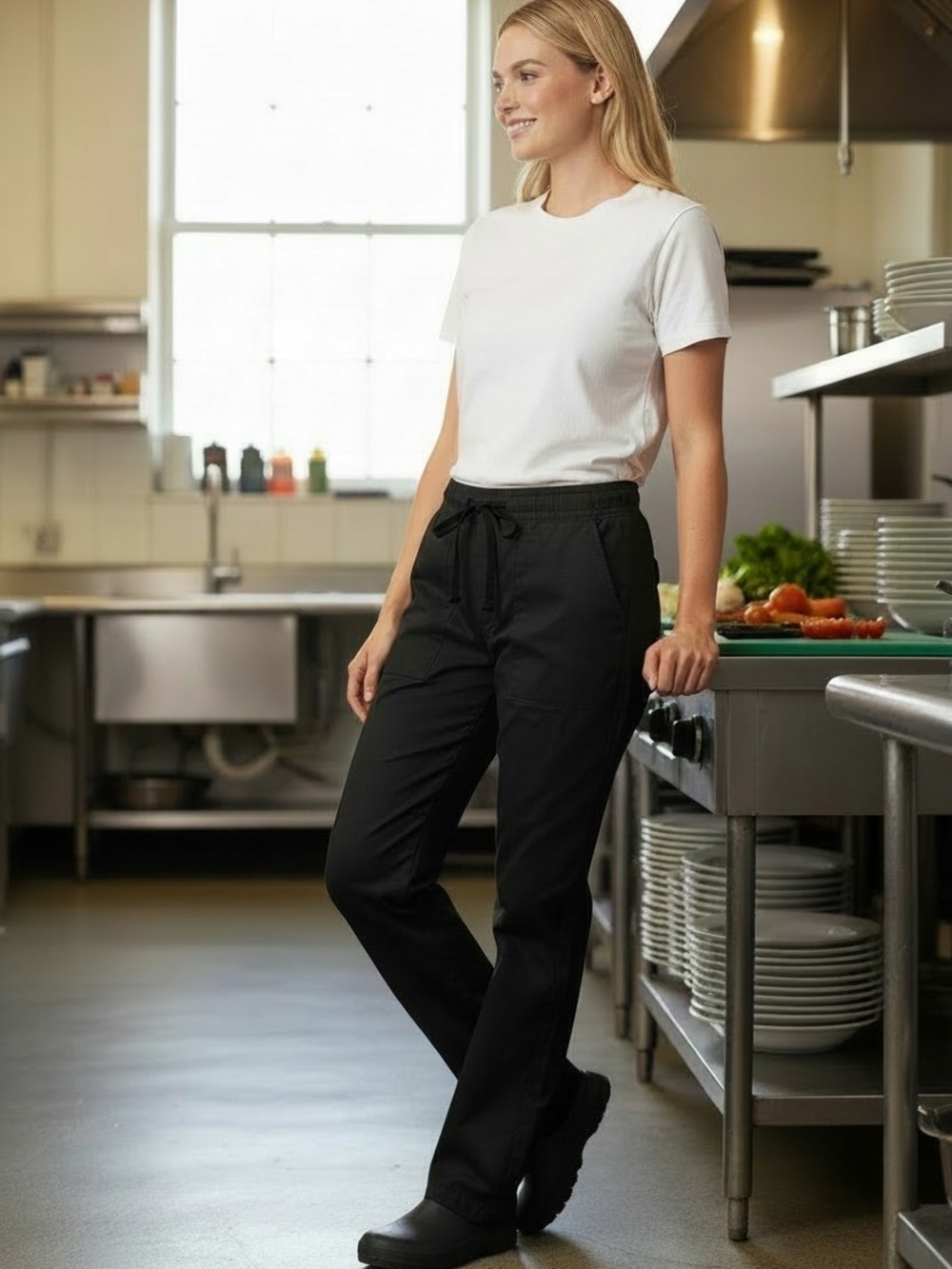Chef Works Drawstring Cargo Work Pants sz XS NWT Black